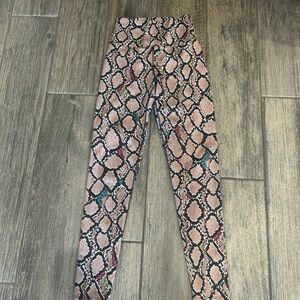 Beach Riot Snake Print Leggings - Pink and Black